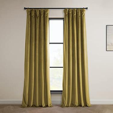 Imagem de HPD Half Price Drapes Cortinas de veludo de pelúcia Heritage Cortinas de escurecimento de quarto de 270 cm de comprimento para quarto e sala de estar 127 cm L x 108 C, (1 painel), verde turfa