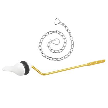 Imagem de Jwodo Kit de substituição de alça de vaso sanitário, alavancas de viagem de vaso sanitário com junta de vedação e porca, com correntes de melindrosa de aço inoxidável, substituição universal para a