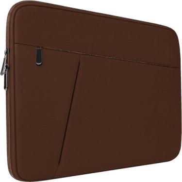 Imagem de Bolsa para laptop de 15,6 polegadas, capa protetora à prova de choque para transporte de computador com bolso frontal, capa para laptop para HP de 15,6 polegadas, Dell, Acer, Asus, notebook, cor café