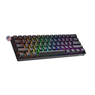 Imagem de Geeky GK61 60% | Hot Swappable teclado mecânico de jogo, 61 teclas multicoloridas RGB LED retroiluminado para Gaming PC/Mac, ANSI US teclado americano (preto, vermelho mecânico)