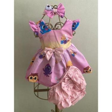 Imagem de Conjunto Bebê Carinho Bolofofo Rosa +Laço de Cabelo+Calcinha - EDYNHOK