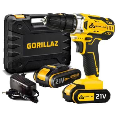 Imagem de Furadeira Parafusadeira Reversivel Sem Fio 21v Duas Baterias - Gorilla
