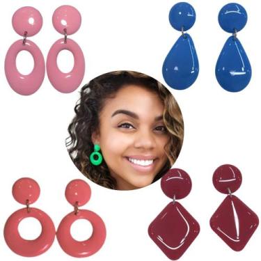 Imagem de Combo atacado 12 pares brinco resina cores  modelos sortidos - Morgani