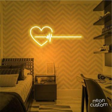 Imagem de luminaria letreiro Neon Led Coraçao Grafico 60x25 luminoso decoração p