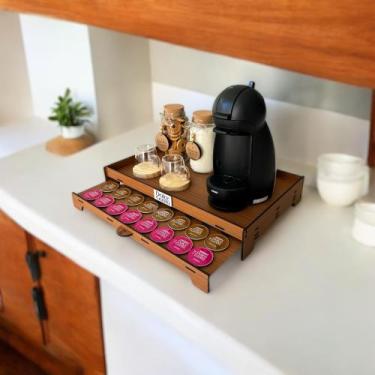 Imagem de Bandeja Porta 40 Cápsulas de Café Porta Máquina Xícaras Decorativa Mar