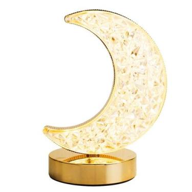 Imagem de Luminária Abajur Luxuoso Cristal 3 Tons Luzes Lua 18.5cm - Taimes