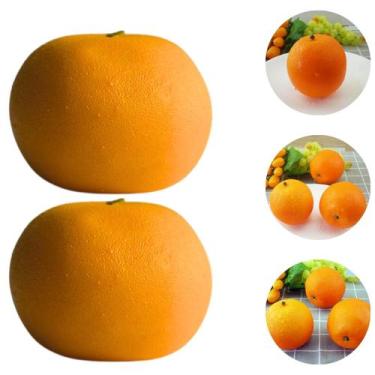 Imagem de Kit 2 Laranjas Decoração Fruta  Artificial Realista 7,7cm - Ami
