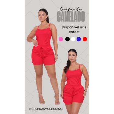 Imagem de Conjunto feminino malha canelada kit com uma regata e um short ideal p