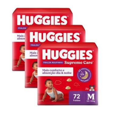 Imagem de Kit 3 Fralda Roupinha Huggies Supreme Care Tamanho M Pacote Hiper 72 F