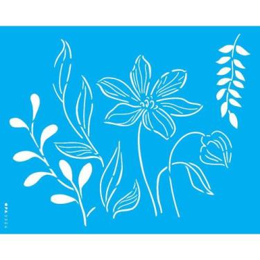 Imagem de Stencil Opa 20 x 25 cm - Orgânico Flor e Folhas - 3324 - Opa Criando A