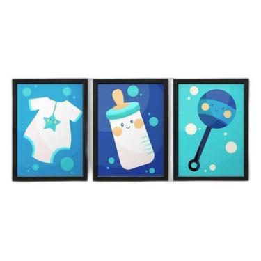 Imagem de Quadro Com Moldura Bebê Menino Objetos Decoração - Quadros Tac