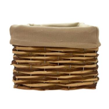 Imagem de Cesta Quadrada com Tecido P - Bege - 25x25x16cm - 1 unidade - Rizzo