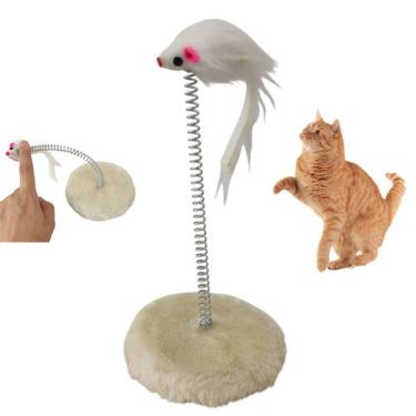 Imagem de Arranhador Pet Gato Felino Ratinho Guizo Mola Brinquedo Interativo Ani