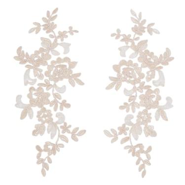 Imagem de HOBBIESAY 2 pares de apliques de renda bordado de flor pêssego poliéster floral costura artesanato decoração apliques de reparo para vestido de casamento, vestido de corpete, roupas artesanais faça