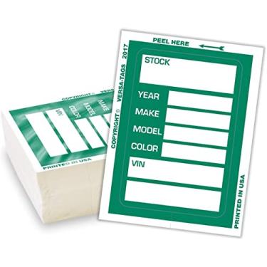 Imagem de Versa-Tags Novos adesivos de estoque de revendedor automotivo Kleer-bak melhorados (100 adesivos, verde)