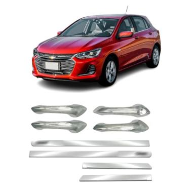 Imagem de Kit para Adaptável Para Onix 2020 2021 2022 2023 2024 Aplique Maçaneta 4 Portas Friso Lateral da Porta Largo.