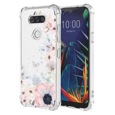 Imagem de RRXSYXL Capa para LG K31, LG Aristo 5, LG Phoenix 5, Capa LG Aristo 5 Plus com estampa floral transparente, capa macia à prova de choque para LG K31, Aristo 5, Phoenix 5, Aristo 5 Plus, borboletas de