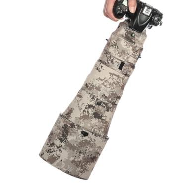 Imagem de CHASING BIRDS Capa protetora de lente impermeável camuflada para Nikon AF-S 400 mm F2.8 E FL ED VR Capa protetora de lente à prova de chuva (grade marrom, com TC 1,4X (TC-14E III))