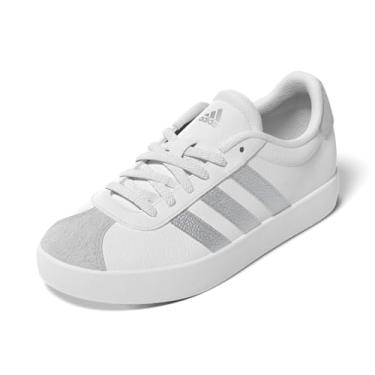 Imagem de adidas Tênis infantil de skate Vl Court 3.0, Branco/Prata Metálico/Cinza, 12 Little Kid