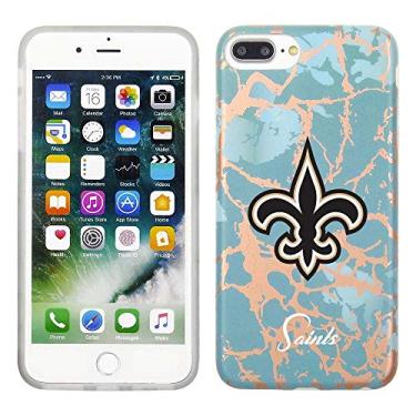 Imagem de Prime Brands Group Capa de celular para Apple iPhone 8 Plus/7 Plus/6S Plus - azul-petróleo/ouro rosa - licenciado pela NFL New Orleans Saints