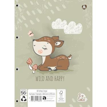 Imagem de Caderno Escolar com Furos Universitário, Animativa, 1 matéria, 80 folhas, So Cute, Pacote com 5