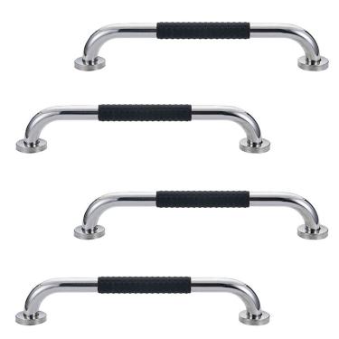 Imagem de Barra de Apoio 30cm Inox Suporte Antiderrapante Kit 4 unidades Banheiro Box Idoso Criança Gestante Cadeirante Acessibilidade