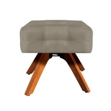 Imagem de Puff Giratório Elisa Suede Base Madeira Drossi Marrom Rato - D' ROSSI