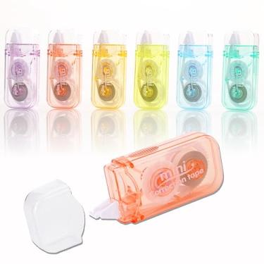 Imagem de Jovanssen White Out, pacote com 6 fitas brancas – fita de correção branca de 33 metros, mini fita corretiva, branco para escola e escritório. (Candy)