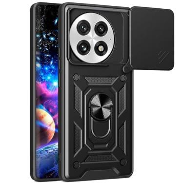 Imagem de Ysnzaq Capa protetora para OnePlus 13 5G, capa de proteção resistente à prova de choque de grau militar com suporte e capa de lente de câmera deslizante para OnePlus 13 5G SJ preta