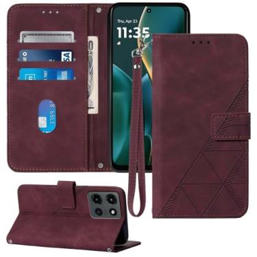 Imagem de Moment Dextrad Capa carteira para Moto G 2025, compartimentos para cartão, alça de pulso, proteção interna de telefone TPU, capa flip de couro PU para Moto G - 2025 (vermelho)