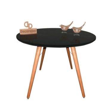 Imagem de Mesa Jantar Pés Palitos Tampo Redondo Vidro Laqueado 120cm Preto