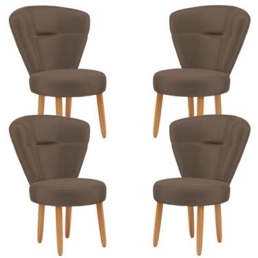 Imagem de Jogo 4 Poltronas Estofadas para Maquiagem Sala de jantar cozinha Tecid