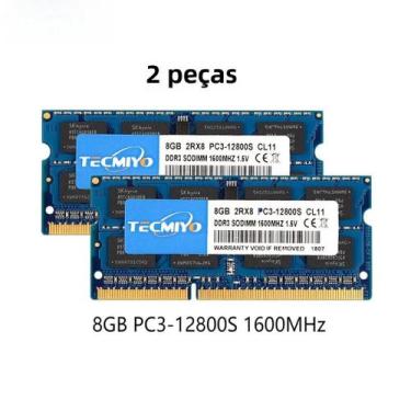Imagem de Memória RAM DDR3 1600MHz 16GB (2x8GB) SODIMM para Laptop - PC3-12800S,
