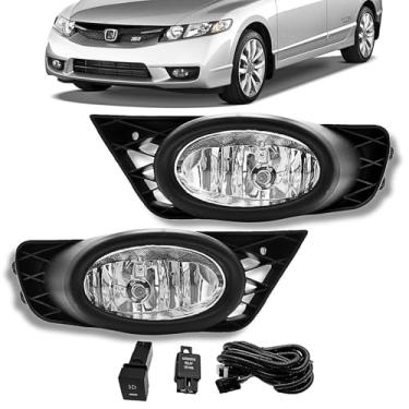 Imagem de Substituição do conjunto de faróis de neblina para Honda Civic Sedan 2009 2010 2011, para-choques dianteiros, faróis de neblina com chicote de fios