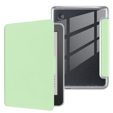 Imagem de Capa para Kobo Clara Color lançado em 2024 de 15 cm, capa traseira de TPU transparente ultra transparente macia e flexível com hibernar/despertar automático para Kobo Clara, cor verde claro