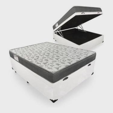 Imagem de Cama Box Com Baú Viúva + Colchão De Espuma D33 - Ortobom - iso 100 128x188x60cm Branco