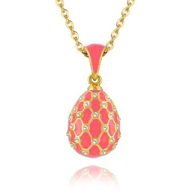 Imagem de EGGLEGANT Colar com pingente que brilha no escuro para mulheres - joia fluorescente esmaltada de grade luminosa, presente de Páscoa com corrente ajustável (várias cores, dia das mães, presente de