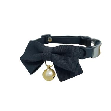 Imagem de Linda coleira para animais de estimação com laço e sino, coleira de identificação de gato, etiqueta de identificação de cachorro, coleira separatista para gatinhos e filhotes, animais de estimação