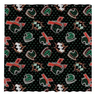 Imagem de Funnytree Cortina de chuveiro Hero Academy, decoração de banheiro de anime japonês, tecido impermeável, durável, fácil de cuidar, lavável, 182 cm x 182 cm (ganchos não incluídos)