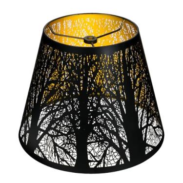 Imagem de Abajur pequeno, abajur de metal ALUCSET barril com padrão de árvores para luminária de mesa e piso, diâmetro superior 6 x diâmetro inferior 25 x altura 7,5 aranha