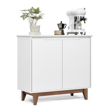 Imagem de Aparador Bancada Sala Decoração Buffet Balcão Jantar Armário Cozinha Cantinho do Café 2 Portas Flow (Branco)