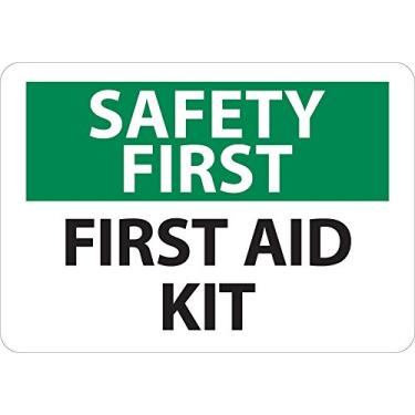 Imagem de National Marker SF41RB Placa "Safety First, First Aid Kit", plástico rígido, 25,4 cm x 25,4 cm