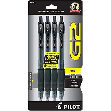 Imagem de Pilot, Canetas de gel G2 Premium, ponta fina 0,7 mm, preta, pacote com 4
