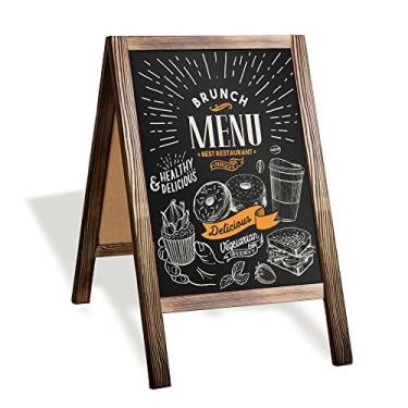 Imagem de Placas de sanduíche – Placa de quadro-negro com giz e borracha para menu – Vários tamanhos e cores para escolher!, Rustic Natural Wood, 21x30 Inches