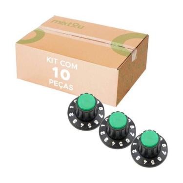 Imagem de 10x Knob Redondo Numerado Estriado c/ Parafuso 1426 Verde - PIX