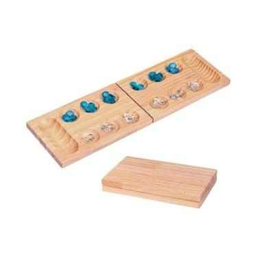 Imagem de Conjunto De Jogo De Tabuleiro Mancala Multicolorido De Madeira Dobráve