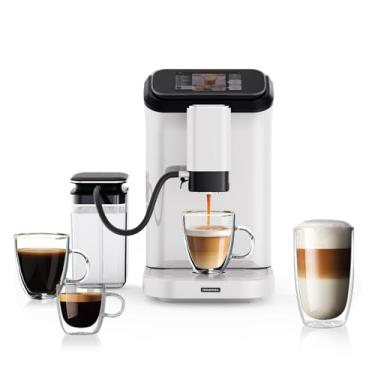 Imagem de Mcilpoog WS-D5 - Máquina de café superautomática de pressão de 20 bares com função WIFI com um clique para fazer 12 tipos de bebidas totalmente automáticas, fácil de limpar e fácil de limpar (branco)