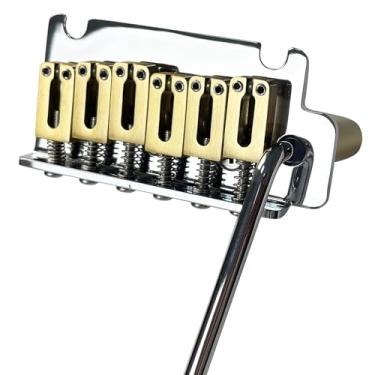 Imagem de OVSAL Ponte De Guitarra Elétrica 10,5 Mm Cromada, Tremolo 2 Pontos, Bloco Selas Latão, Placa Aço Inoxidável, 6 Cordas, Stratocaster Start