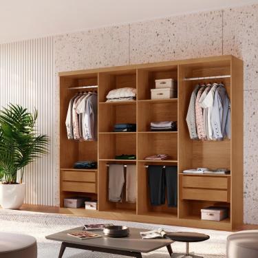 Imagem de Closet Casal Hera Gold 4 Gavetas 8 Prateleiras Mdf Rufato Imbuia