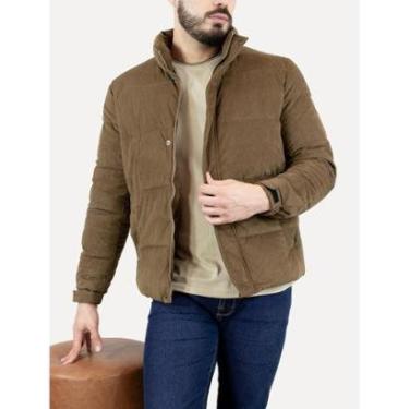Imagem de Jaqueta Masculina Puffer Veludo Cotelê Marrom Escuro Tamanho:EGG-Masculino